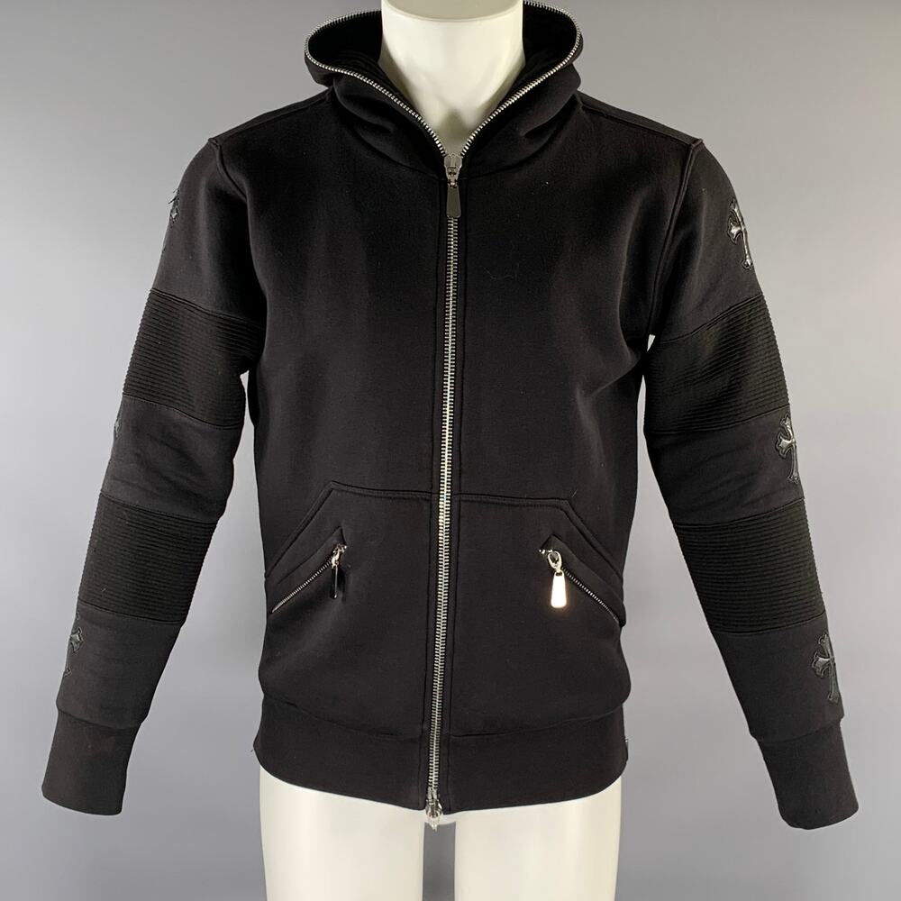 AMAL GUESSOUS Chest Size M Black Graphic Cotton Blend Double Zipper Jacket